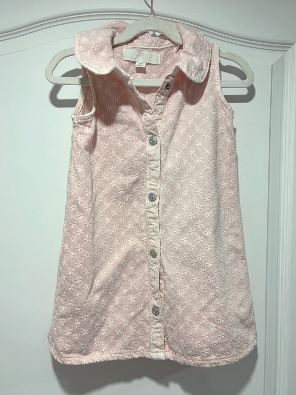 EUC Zara Kids Denim Floral Sleeveless Button-up Dress in size 4T